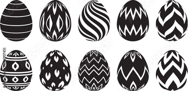 Obraz Ten black and white patterned easter eggs