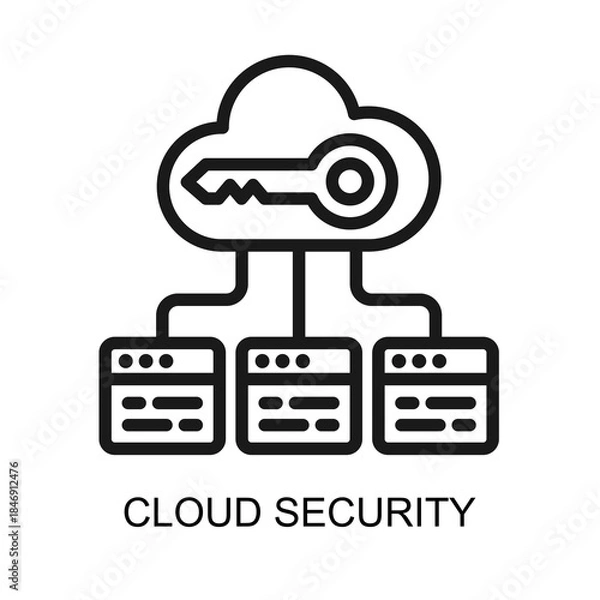 Obraz Cloud Security icon line vector illustration