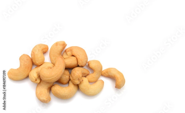 Obraz Cashew nuts on white background 