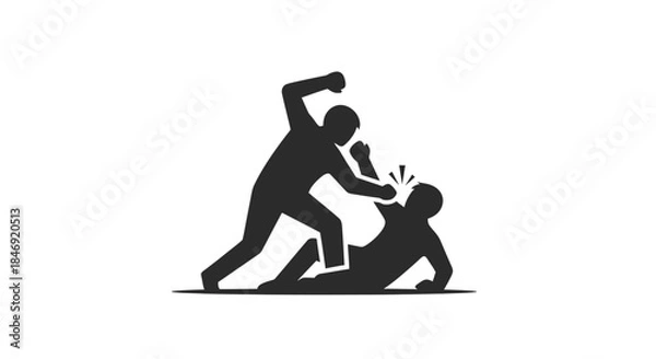 Obraz Violent confrontation between two men in aggressive physical altercation