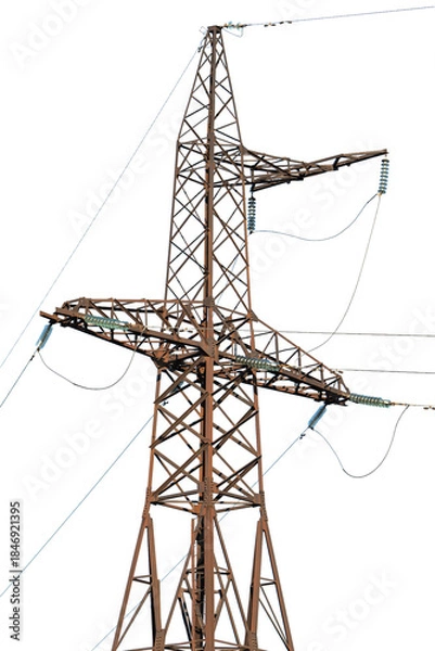 Obraz old electric tower isolated