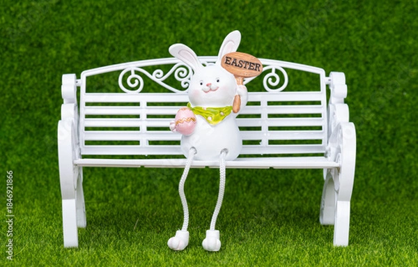 Obraz Easter decoration with bunnies and eggs.