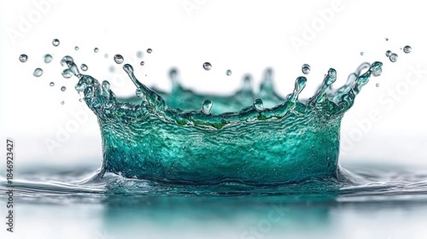 Obraz Emerald water splash forms a crown shape with droplets