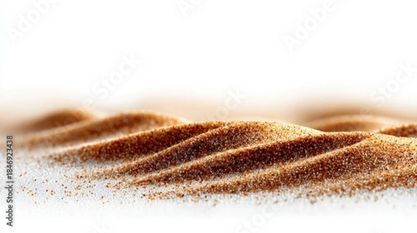 Obraz Fine granular material forming soft, rippling waves against a stark white background