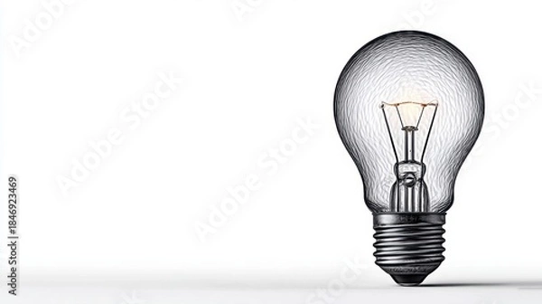 Obraz Glowing filament within a clear, textured glass bulb