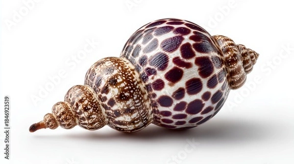 Obraz Intricate spiral seashell with spotted purple and brown pattern
