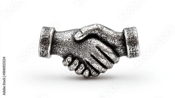 Obraz Metallic handshake, representing agreement and connection
