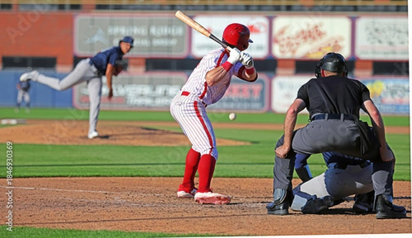 Obraz baseball hitter low strike zone