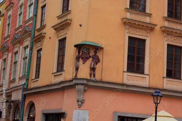 Fototapeta beautiful scene of old town in wroclaw, Poland	