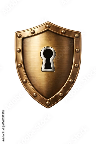 Obraz golden shield isolated on white