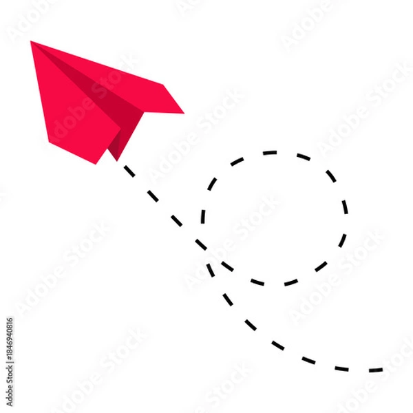 Fototapeta Red paper plane abstract vector background isolated background.