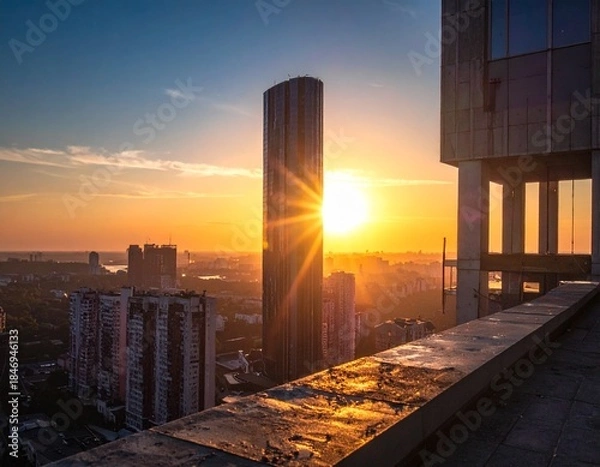 Fototapeta 空と街並みとビル