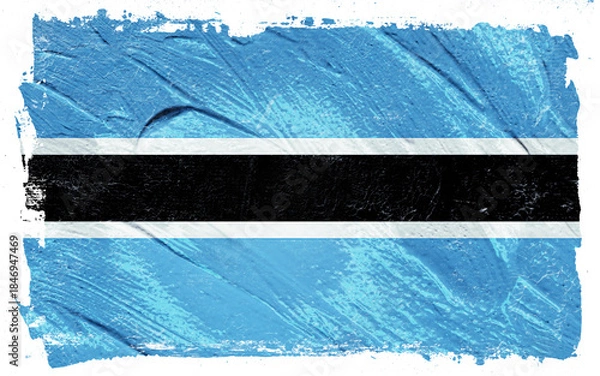 Fototapeta Textured depiction with brushstroke finish showcasing light blue, white and black horizontal stripes on a distressed, slightly grunge black background.