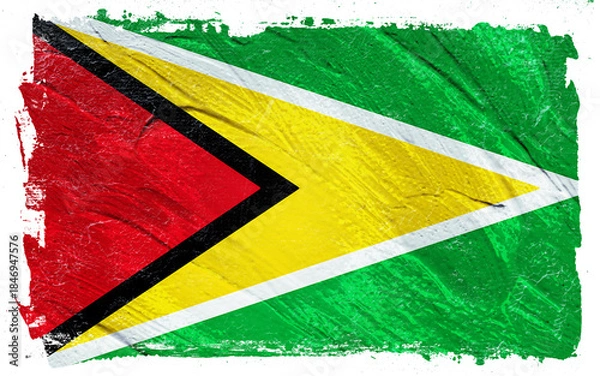 Fototapeta A textured rendering of a national flag with vibrant red, yellow, and green sections, with stylistic brushstrokes creating a distressed visual effect on a