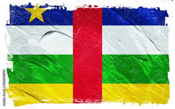 Fototapeta Distressed Central African Republic flag artfully rendered with rough brushstrokes and textured paint, evoking a sense of resilience and national identity.