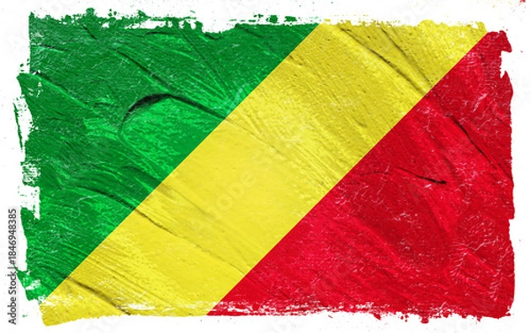 Fototapeta Distressed brushstroke style image displaying a textured rendition of a national flag, conveying a sense of history, grit, and vibrant color saturation.