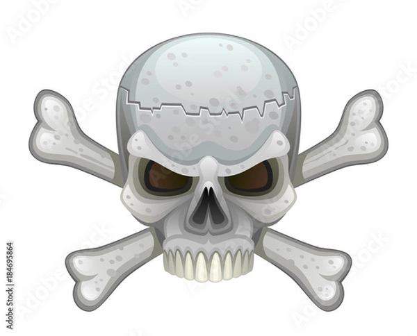 Fototapeta Skull with crossbones on a white background