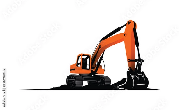 Obraz Heavy equipment excavator logo construction logo.