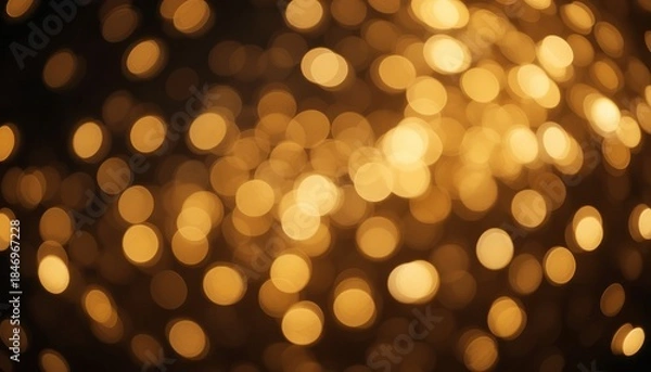 Fototapeta Golden bokeh lights background creating festive, glamorous, and celebratory atmosphere