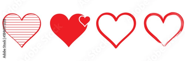 Obraz Red heart icons set vector
