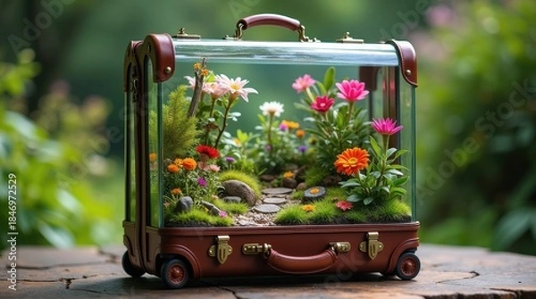 Obraz Vintage suitcase terrarium