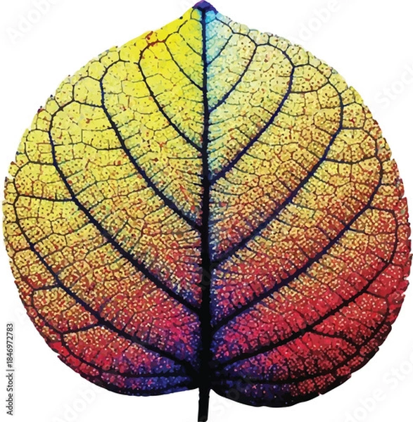 Fototapeta Colorful Detailed Leaf Vein Texture with Vibrant Gradient Natural Pattern Illustration for Nature and Design Concept