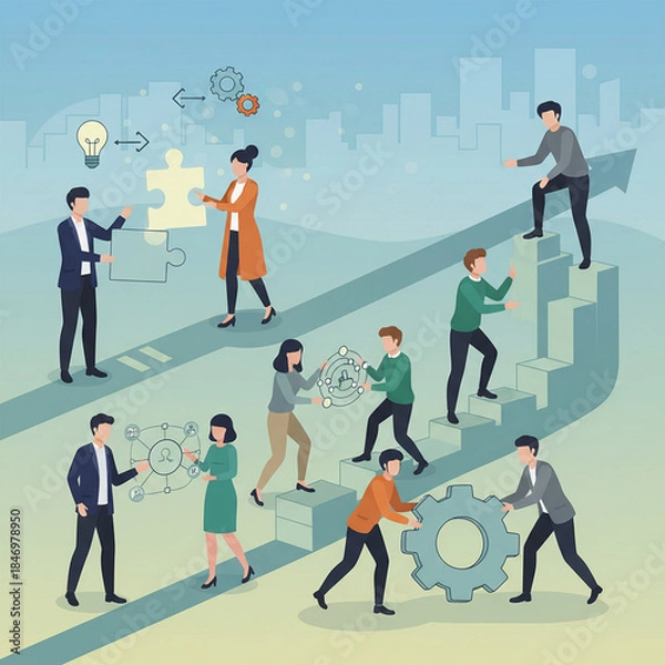 Obraz Shared Progress Journey with Teamwork