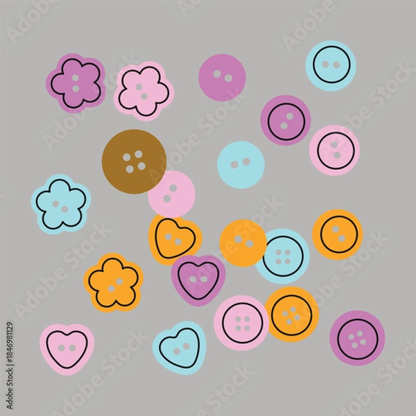 Fototapeta Buttons on a grey background, vector illustration.