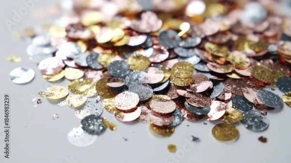 Fototapeta Scattered metallic confetti