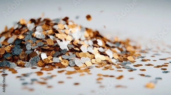 Fototapeta Scattered confetti on white surface