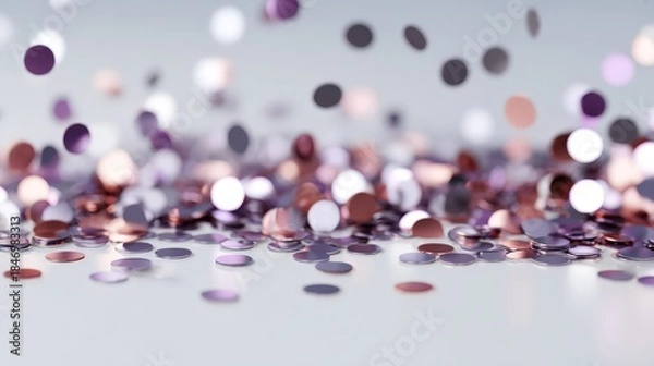 Fototapeta Scattered reflective discs on white surface