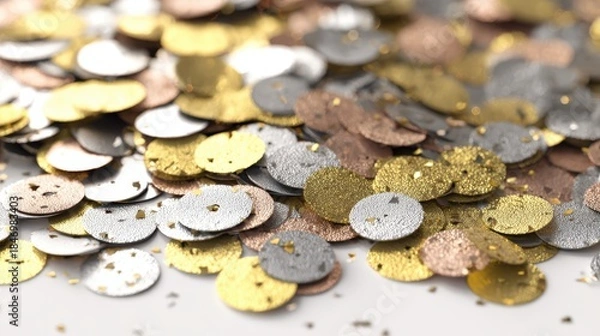 Fototapeta Scattered metallic confetti