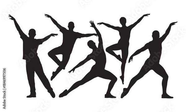 Obraz Dancing People Silhouette Vector Illustration