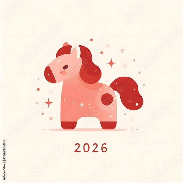 Obraz 붉은말 일러스트