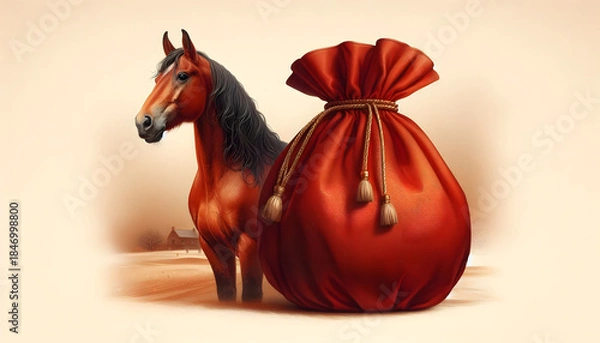 Obraz 붉은말 일러스트