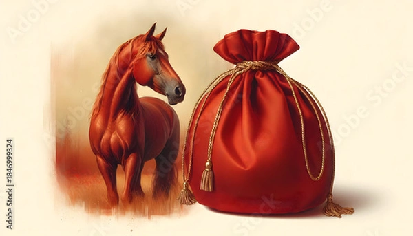 Obraz 붉은말 일러스트