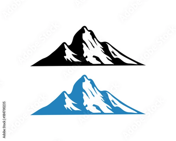 Obraz Black and Blue Mountain Illustration Logo Symbol