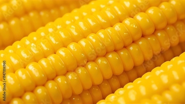 Fototapeta Yellow juicy corn close-up  macro  background