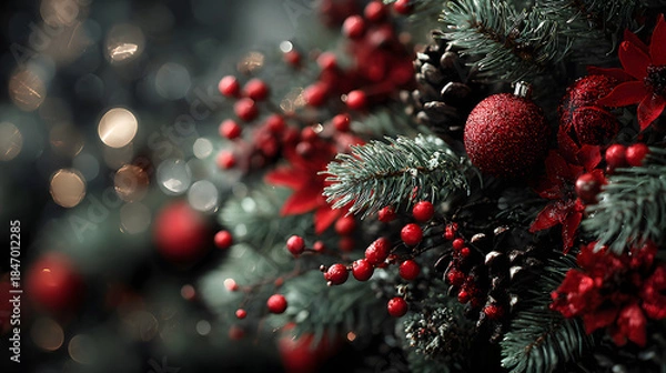 Obraz Close up Christmas tree background