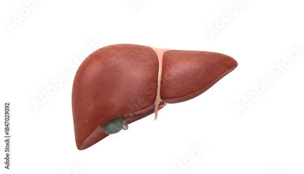Obraz Human liver anatomy with gallbladder on transparent background