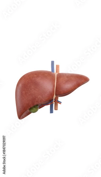Obraz Human liver 3d model with gallbladder and vessels
