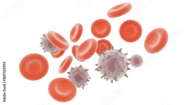 Obraz Red and white blood cells circulating transparent background