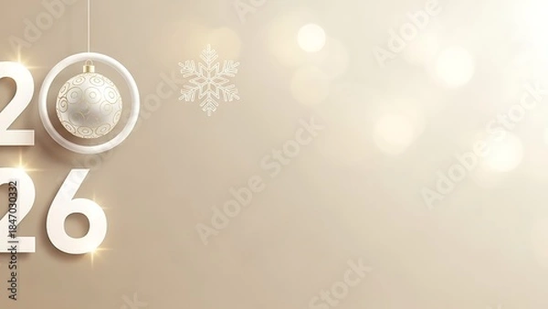 Obraz Elegant new year 2026 background with festive ornament, snowflake, and copy space