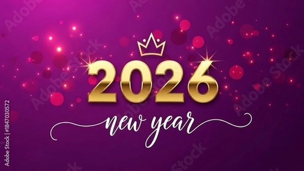 Obraz Celebrating the new year 2026 with sparkling golden numbers on a vibrant purple background