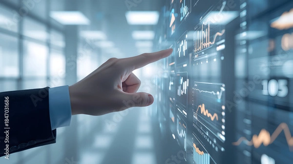 Obraz hand pushing a button on a touch screen