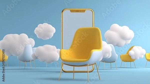 Obraz 3d render of a cloud computing concept