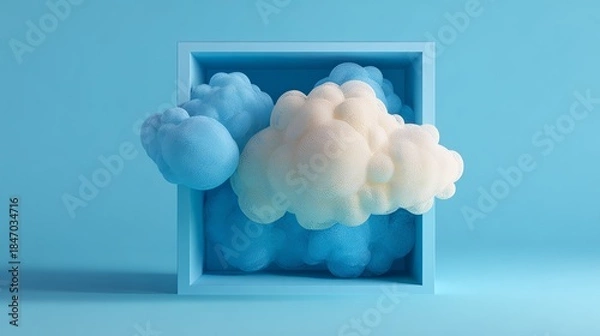 Obraz A cloud computing concept on blue background.