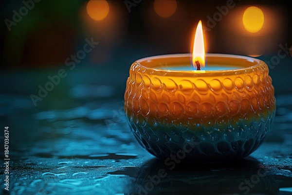 Obraz Warm Light and Shadow from a Scented Candle Flame