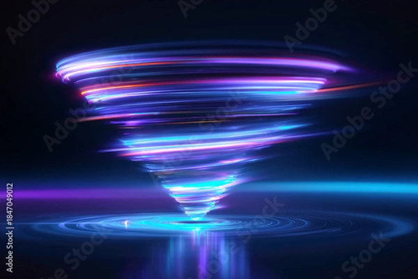 Obraz Sales funnel e-commerce with cool light streaks visualisation. 