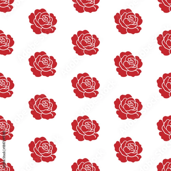 Fototapeta seamless pattern rose flower background. for fabric, cover, greeting card or wallpaper
